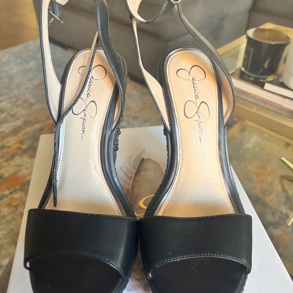 Jessica Simpson Black Wedge Sandal Size 9